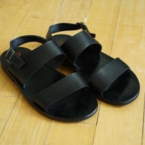 Agnes B. black leather sandals